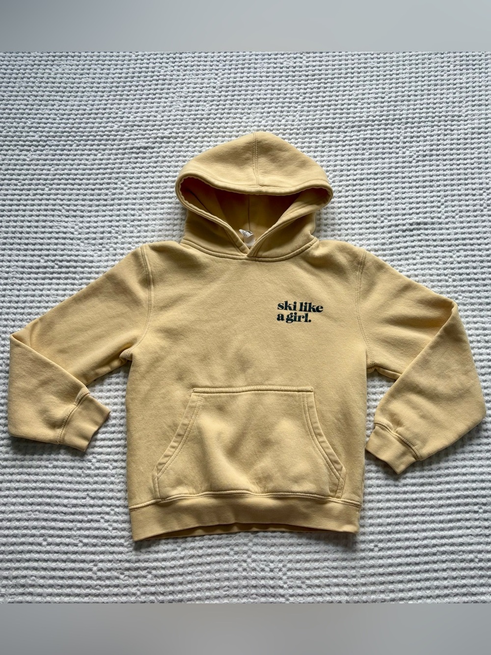 Ski Like A Girl Send It Honey Kids Hoodie Yellow Pina Colada Size 6/7 S